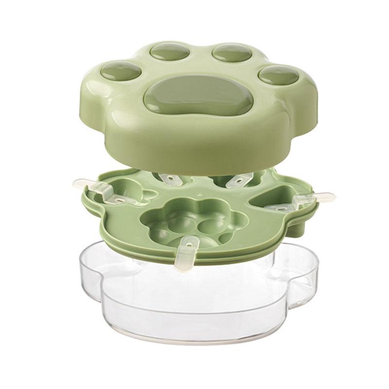 Cat'S Paw Ice Making Box Kids Baby Cute Shapes Silicone Mini Popsicle Molds Reusable Ice Cream Mold Popsicle Maker Homemade Set