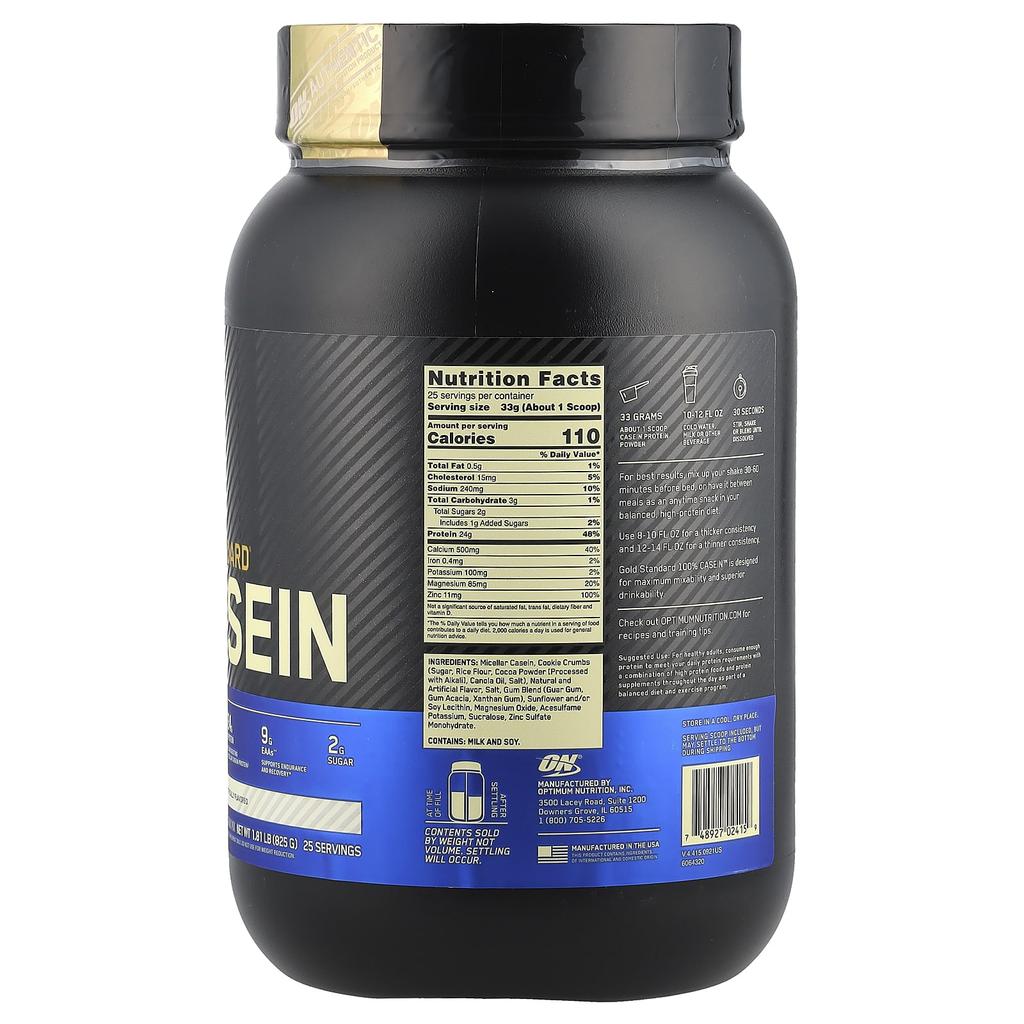 Optimum Nutrition Gold Standard 100% Casein, Cookies & Cream, 2 Lbs (907 G)