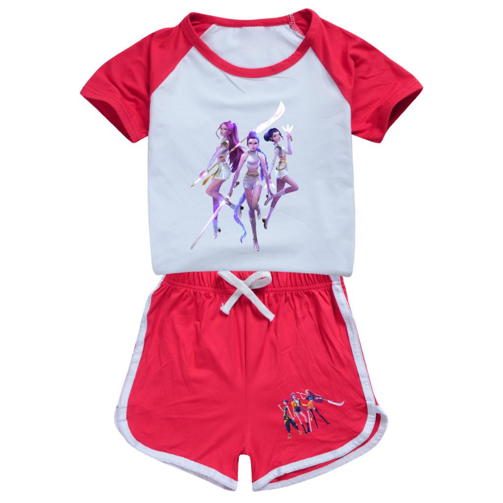 4968 Детский Девочки POP Rumi Zoey Mira Принт Футболка Шорты Спортивный Костюм Набор Одежды