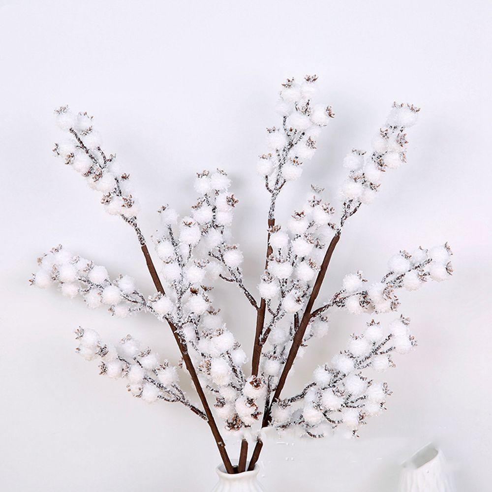 Party Decoration White Artificial Floral Art 1Pcs Berry Stems Snow Tree Berry Branches Fruit Plant
