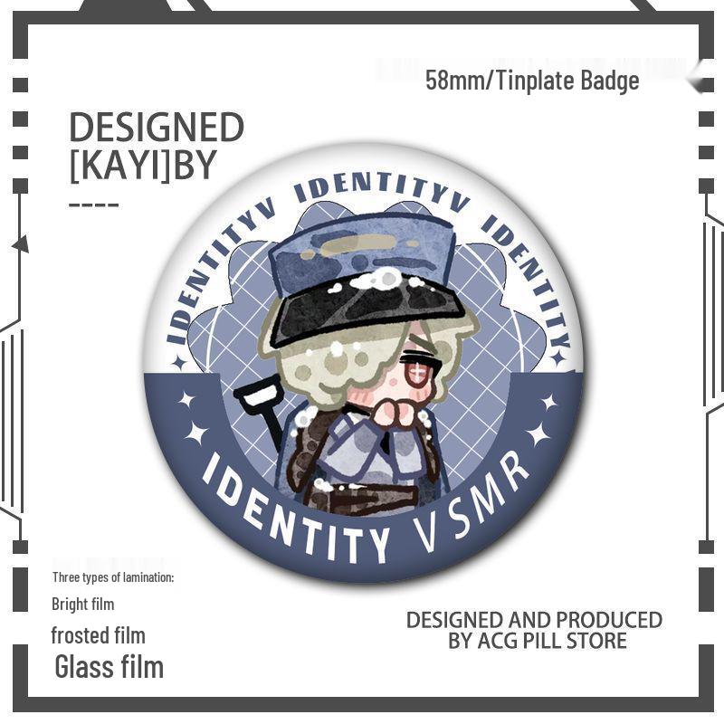 Identity V Q Version Fanmade Badges: Antique Dealer, Fisherman, Emblems, Embalmer, Prisoner, Perfumer, Laser Grains.