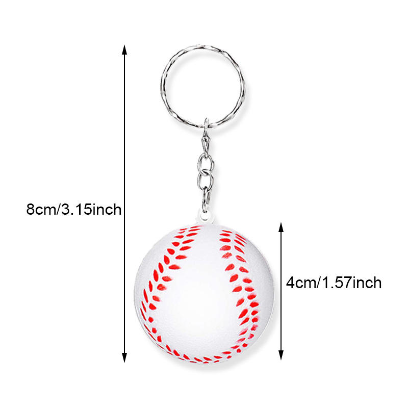Creative Cartoon Sports PU Ball Keychain Simulated Mini Ball Keyring Pendant Boyfriend Gift Souvenir Novelty Toy Ornament Rugby Baseball Basketball