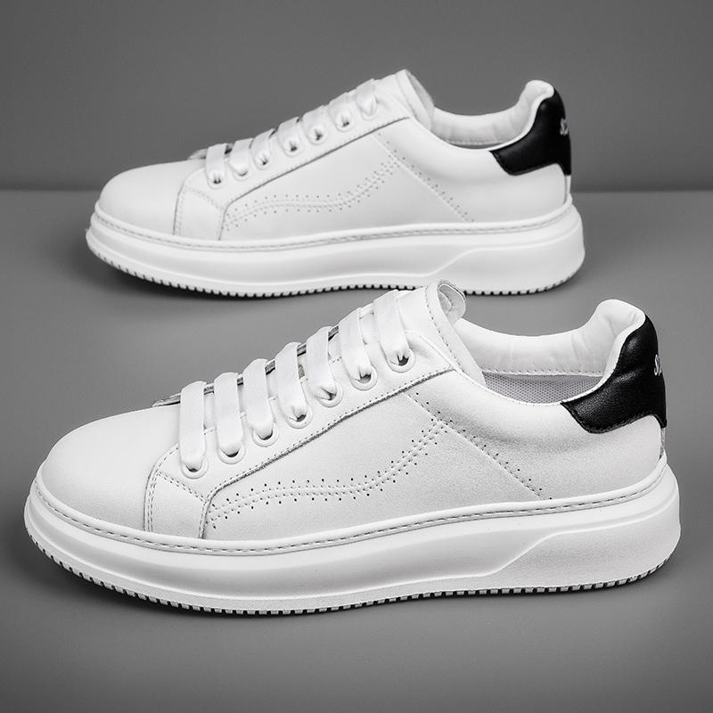 Мода Высокое качество толстая подошва мужские черно-белые кеды Повседневная спортивная обувь Молодежные трендовые кроссовки взрослые кожаные туфли Новые