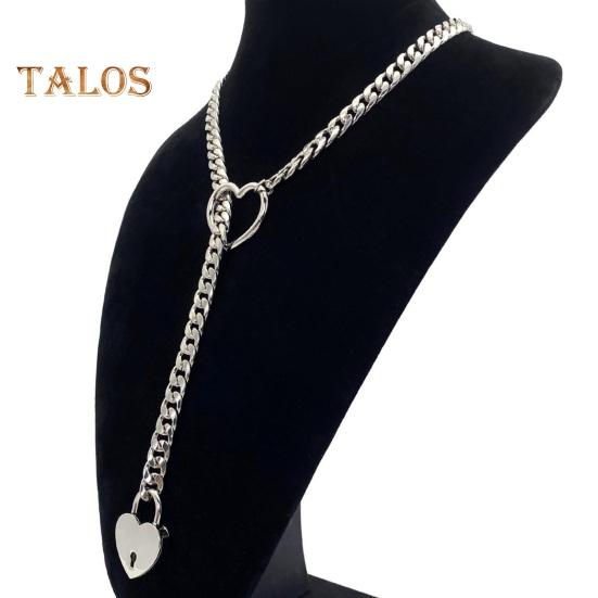 Lady Necklace Heart Pendant Adjustable Gothic Hip Hop Rock Star Singer Neck Jewelry Stainless Steel Club Party Necklace