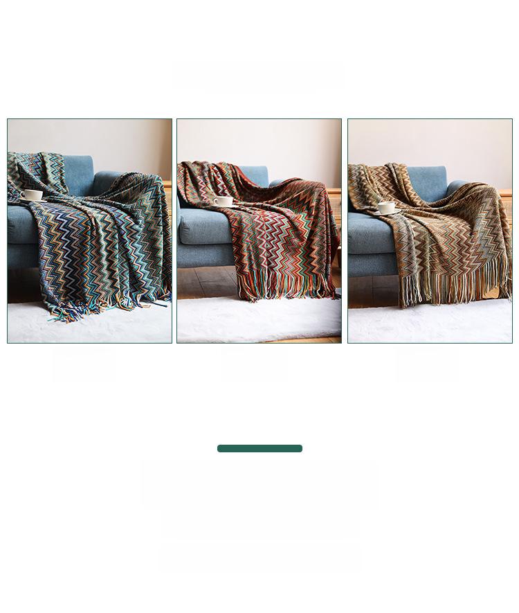 Вязаный диван в стиле бохо и летнее одеяло для сна