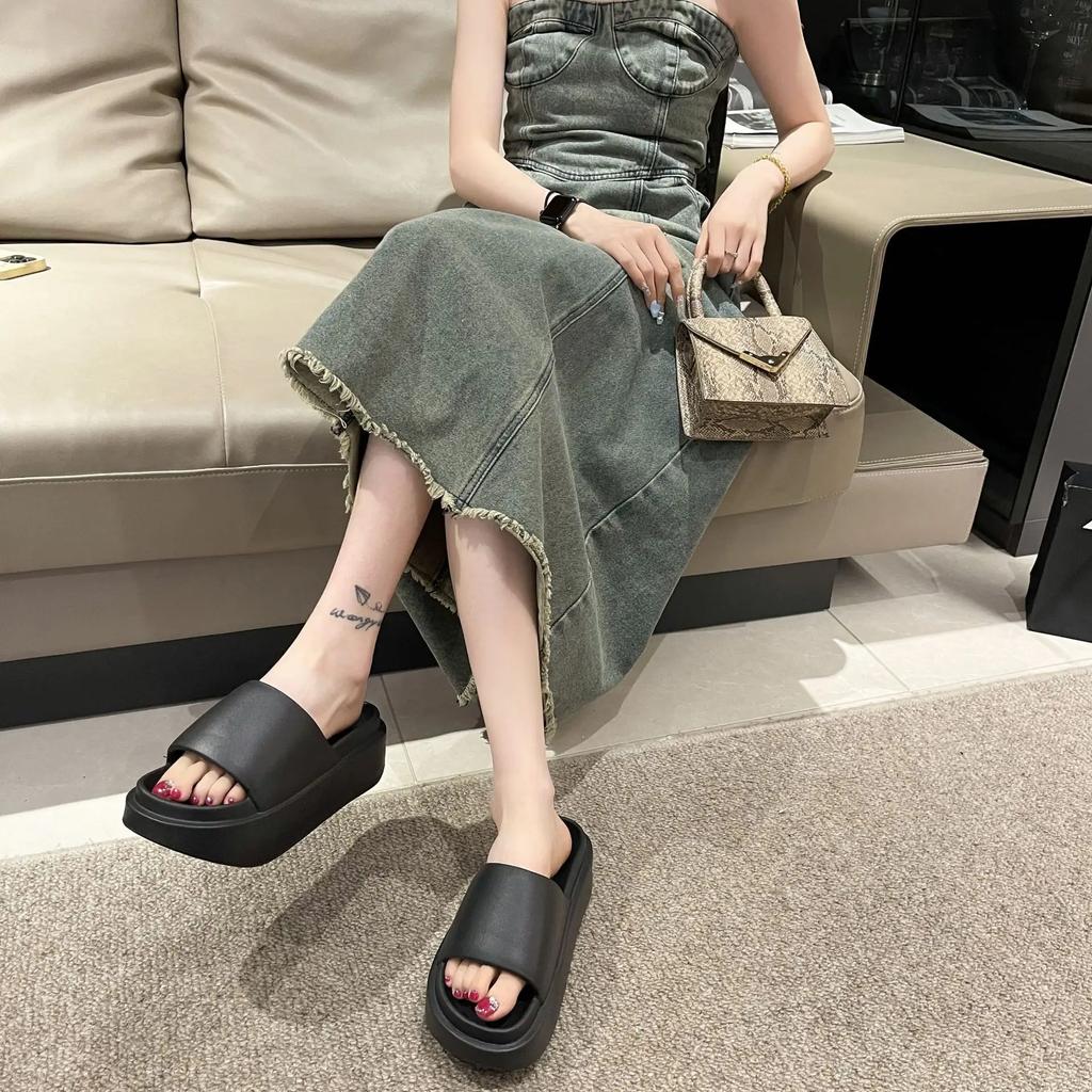 Новые женские тапочки из ЭВА на толстой подошве 6 см, модные домашние тапочки на платформе, летняя верхняя одежда, нескользящие женские тапочки на возвышении