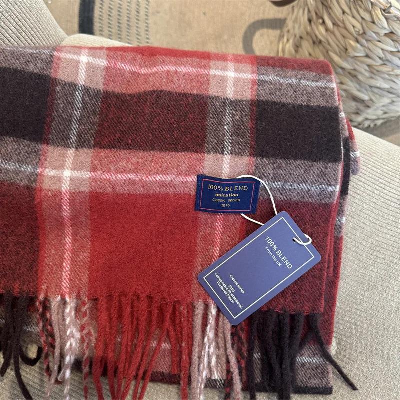 Winter Women Scarf Luxury British Pashmina Classic Plaid Soft Female Male Imitation Cashmere Thermal Muffler Men Shawl