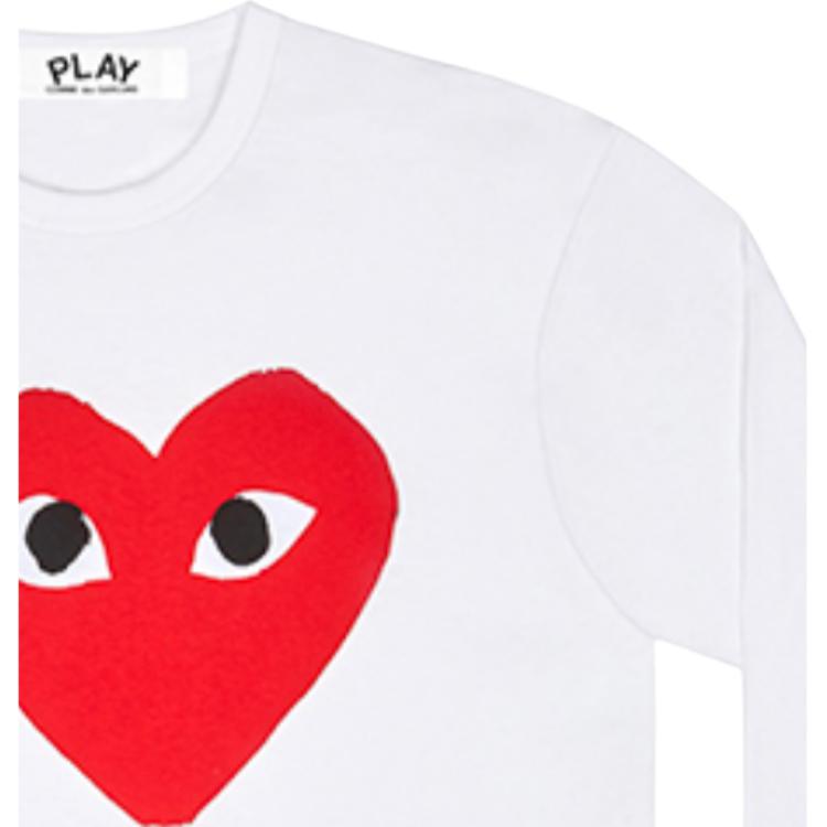 CDG Play Футболки Мужские Белые С Круглым Вырезом Умеренный Прямой Крой AZ-T284-051-1