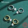 Modian 100% Серебро 925 Пробы Классические Круглые Искрящиеся Прозрачные Циркониевые Серьги-Кольца Для Женщин Роскошные Свадебные Заявление Ювелирное Изделие Arete