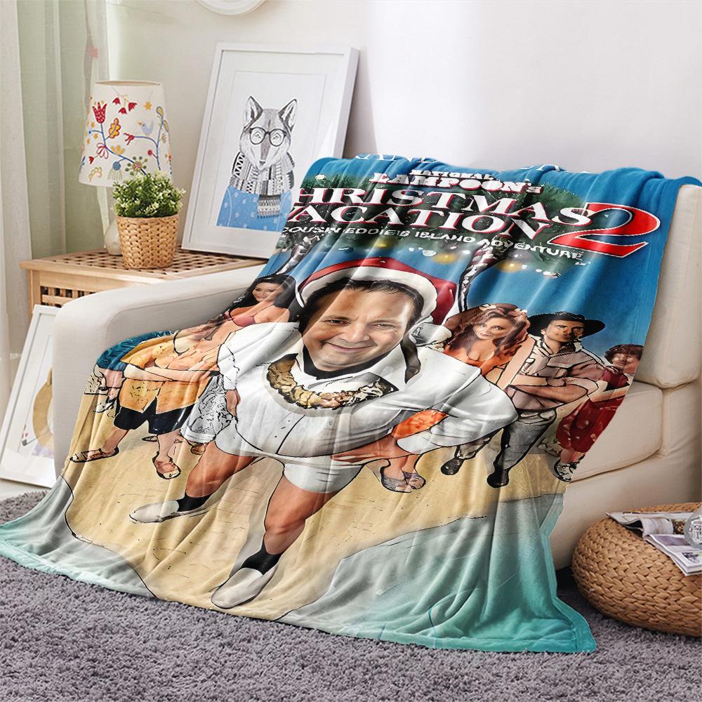1PC Crazy Christmas Vacation Print FlAannel Blanket, High quality Comfortable for All Seasons, Home Decor, Warmth and Comfort