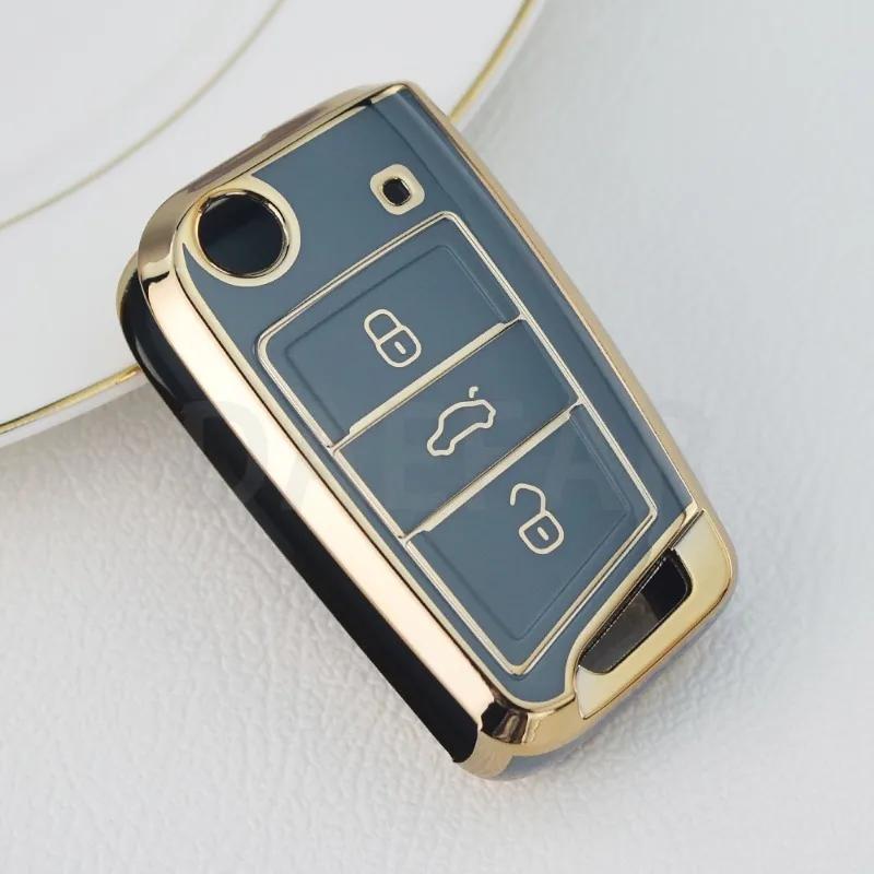 Для VW Skoda Octavia A7 Fabia Leon Rapid Karoq SEAT Leon Ateca Ibiza Toledo Golf 7 T-cross POLO T-Roc Чехол-накладка для ключа автомобиля Держатель