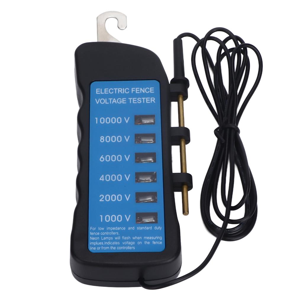 Electric Fence Tester Voltage Meter 10000V Waterproof Portable Tool with 6pcs Light for Farm