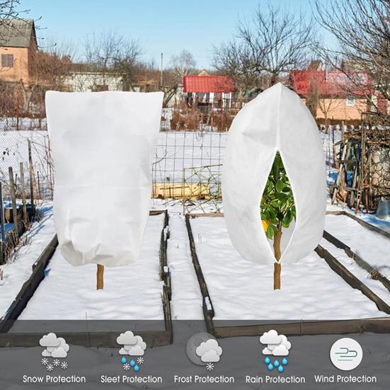 Укрытие для защиты растений от заморозков Yousheng со шнурком и молнией, многоразовое, из нетканого материала, зимнее, для улицы, для сада, для деревьев, кустарников, горшечных растений, мешок от мороза