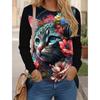 Autumn and Winter New Fashion Round Neck Long Sleeve Printed Elegant Casual Loose Hoodie