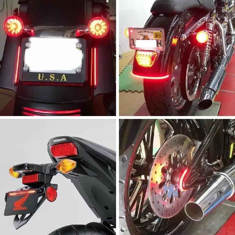 1pc Strip Light for Motorcycle Flexible 48 LED Tail Light Turn Signal Dual Color Rear Brake Stop Bulb LampTurn Signal 2