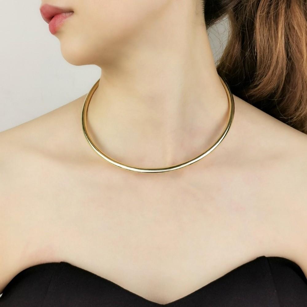 Silver Round Collar Neck Ring Metal Neck Ring Necklace Fashion Round Necklace For Women Men