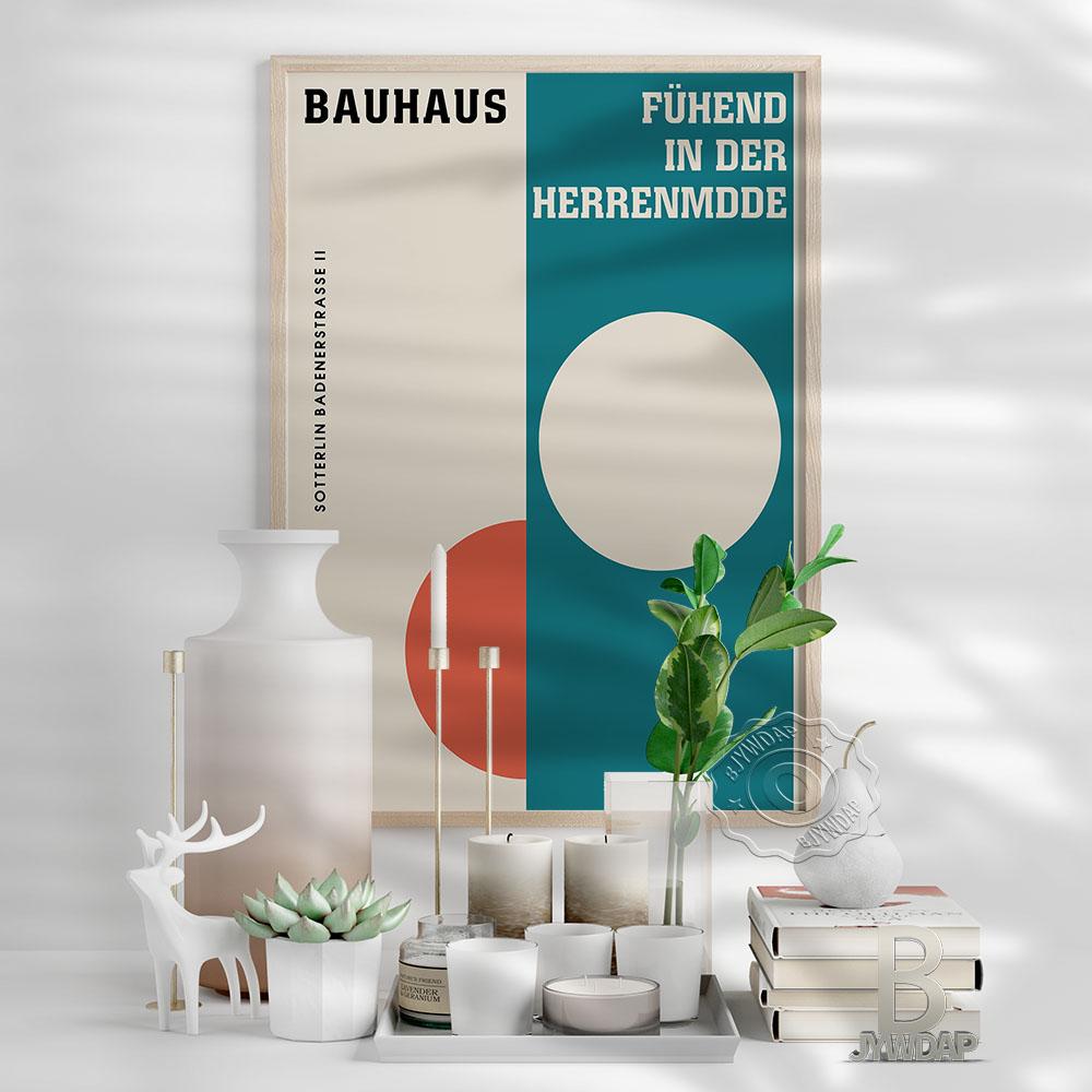 Bauhaus Ретро Плакат, Геометрическая Форма Круги Современное Искусство Картина Холст, Искусство Баухаус Минимальная Форма Плакат Модернистское Искусство Декор Стены Подарок Без Рамки