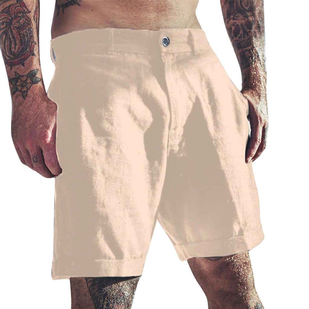 Мужские повседневные шорты из хлопка и льна Мужские шорты для активного отдыха со средней посадкой