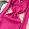Autumn Spring Women Full Sleeve Luxury Beading Knitted Sweater Party Dress Long Midi Sheath Bodycon Pullover Dresses