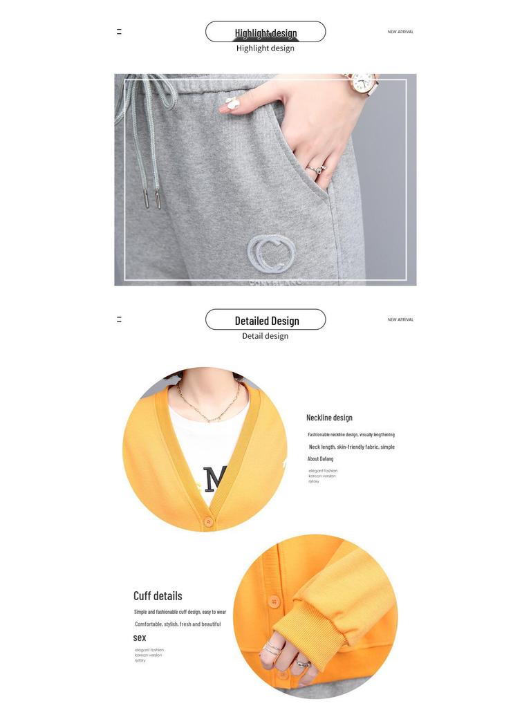 Women's Stylish Spring/Autumn 2024 Age-Reducing Casual Two-Piece Sweater Suit