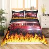 Firefighter Truck Duvet Cover King/Queen Size Red Firemen Car Bedding Set For Boys Girls Fire Engine Polyester Quilt Cover