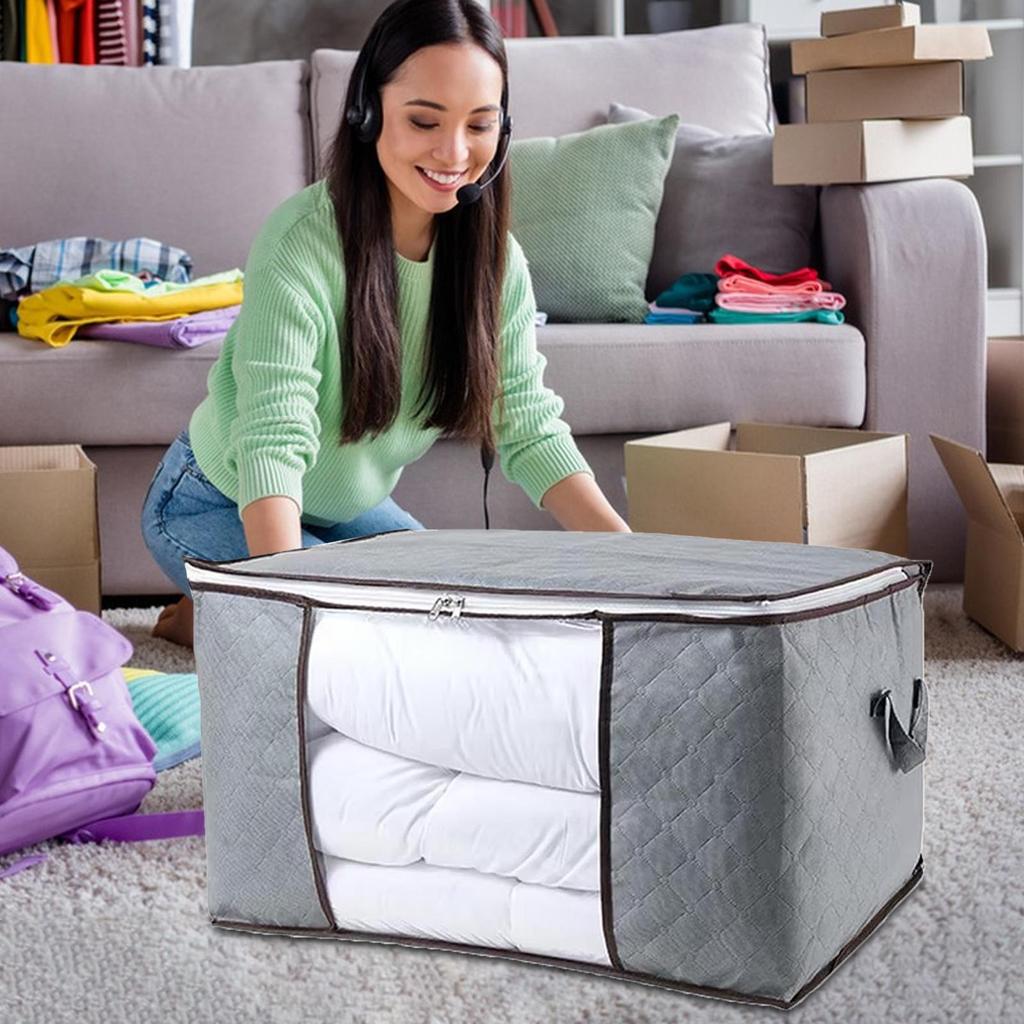 Сумка для хранения одеял Сумки для хранения одеял с прозрачным окном Прочные ручки Сумки для хранения на молнии Сверхбольшое хранилище