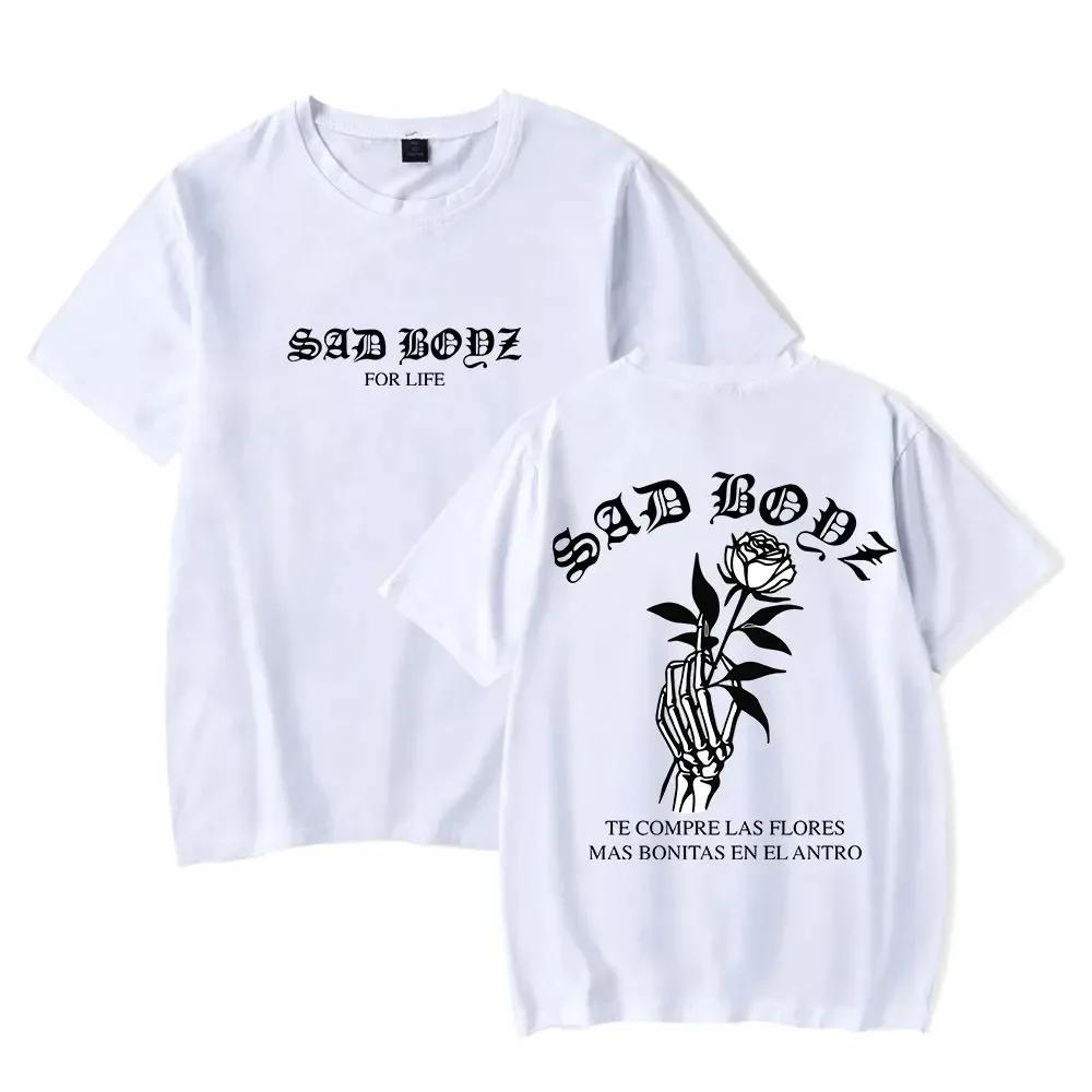 Футболка Junior H Las Flores с принтом Sad Boyz Tour Merch Футболки летние женские мужские модные повседневные с коротким рукавом