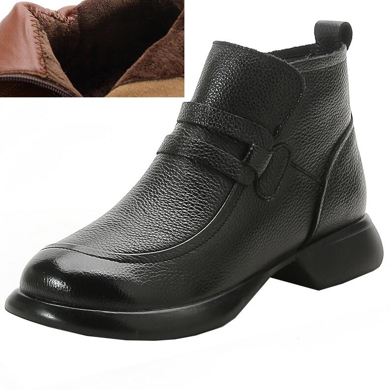 Fashion GKTINOO 2025 Autumn Women's Shoes Genuine Leather Boots Women Fashion Winter Boots Women Non-slip Warm Low Heel Shoes Women