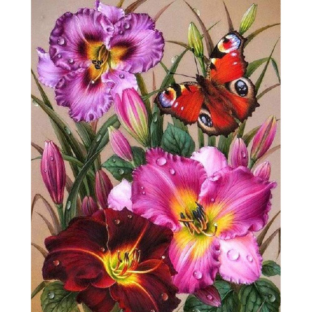 Diy Painting Diamond 5d Butterflies And Flowers Embroidery Cross Stitch Rhinestone Mosaic Home Decor