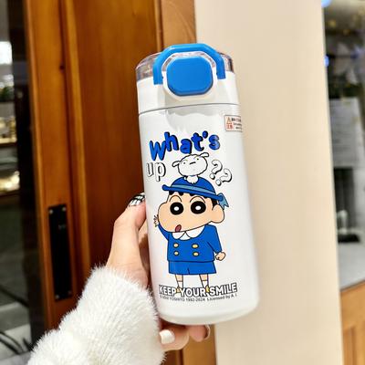 Crayon Small New Изолированный Стакан для воды Новый Высокий Внешний Вид Уровень Для Девочек Студентов Портативный Стакан для воды с соломинкой для детей в школу