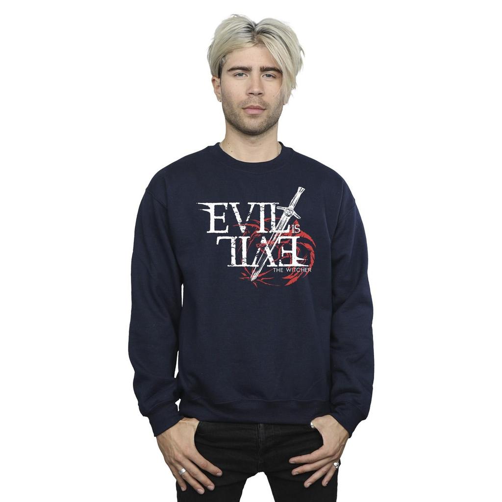 Netflix Mens The Witcher Evil Is Evil Sweatshirt