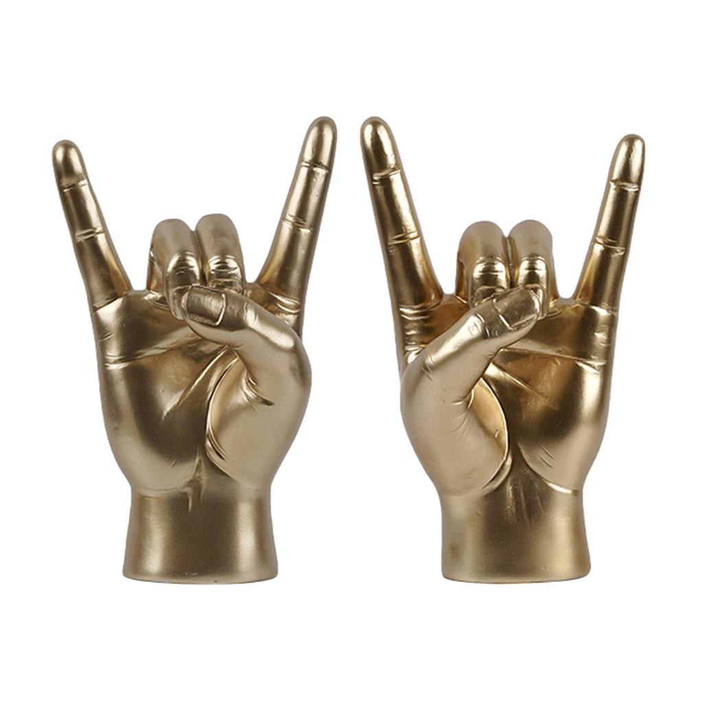 Rock Hand Gesture Statue Desk Collection Decorative Art Resin Craft Figurine for Apartment Cafe Office Living Room Decorations
