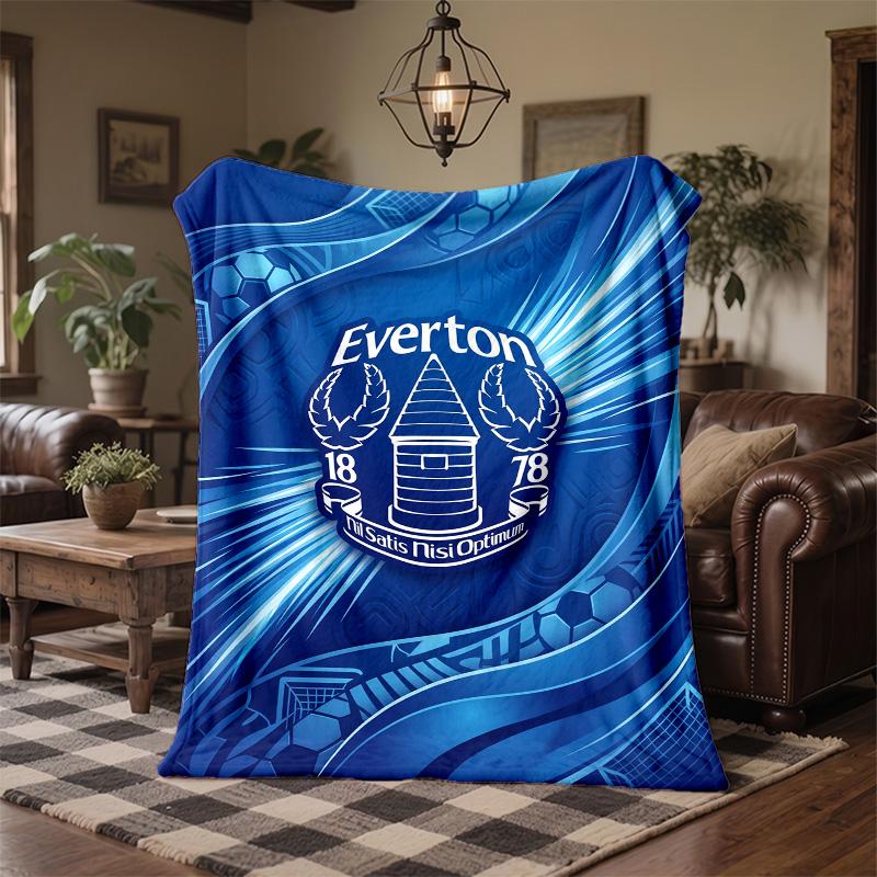 Everton Football Print Flannel Blanket Soft Warm Sofa Bed Throw Blanket For Home Office Bedroom