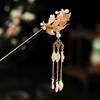1 шт. Стеклянная заколка для волос в виде рыбки, Древнее головное украшение, Сандаловая заколка для волос, Заколка для волос со свежими лепестками, Заколка для волос с лепестками и кисточками в новом китайском стиле