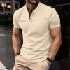 2024 Summer Plus Size Men's Solid Color Short Sleeve Polo with Button Pocket
