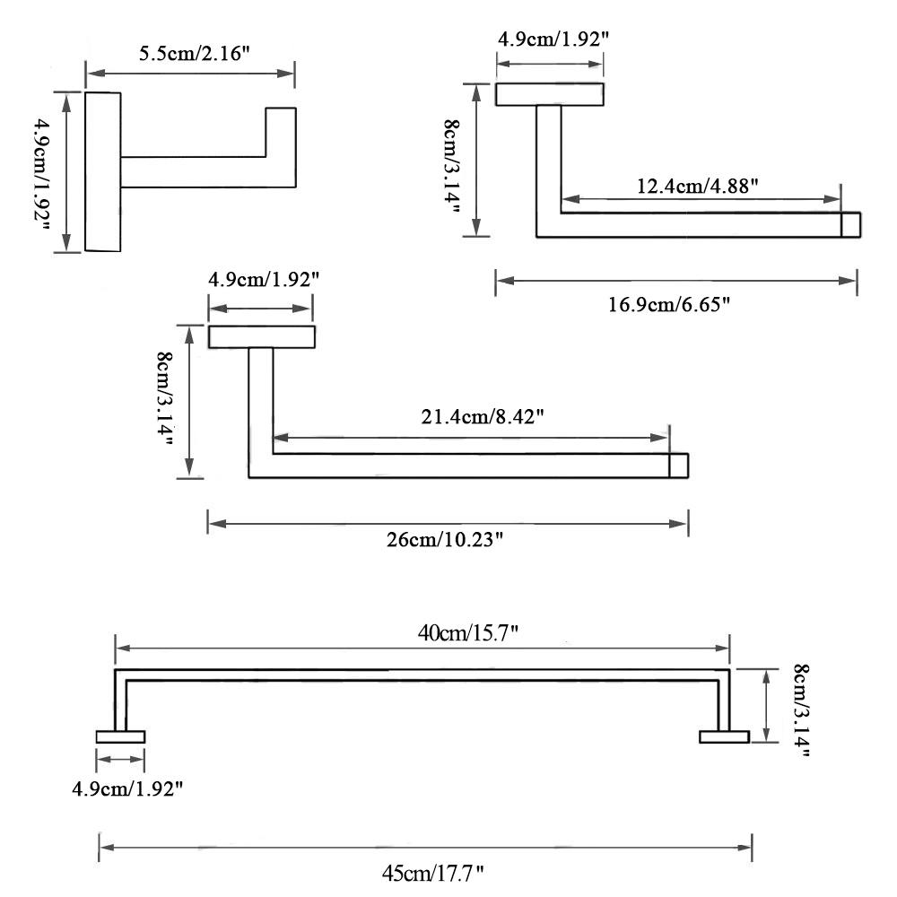 Stainless Steel Bathroom Accessories Set Brushed Nickel Towel Bar Robe Hook Toilet Paper Holder Towel Ring Bathroom Accessory