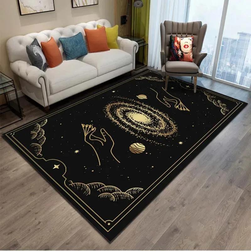 Disney Celestial Black Moon Star Sun Rugs for Living Room Witch Gothic Astrology Zodiac Carpet Floor Mat Rug for Bedr