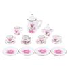 1Комплект 1:12 миниатюрных керамических чайных сервизов для кукольного домика, чашка, чайник, поднос, цветы, столовые приборы, кухонный декор, игрушечные аксессуары для кукольного домика