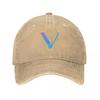 Vechain Cryptocurrency HT Baseball Caps for Unisex Women Distressed Denim Snapback Cap Block Chain All Seasons Travel Hats Cap