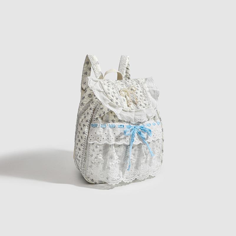 Модная сумка «все в одном» из цветочного кружева в стиле пэчворк с плиссировкой и бантом, тканевая сумка-рюкзак