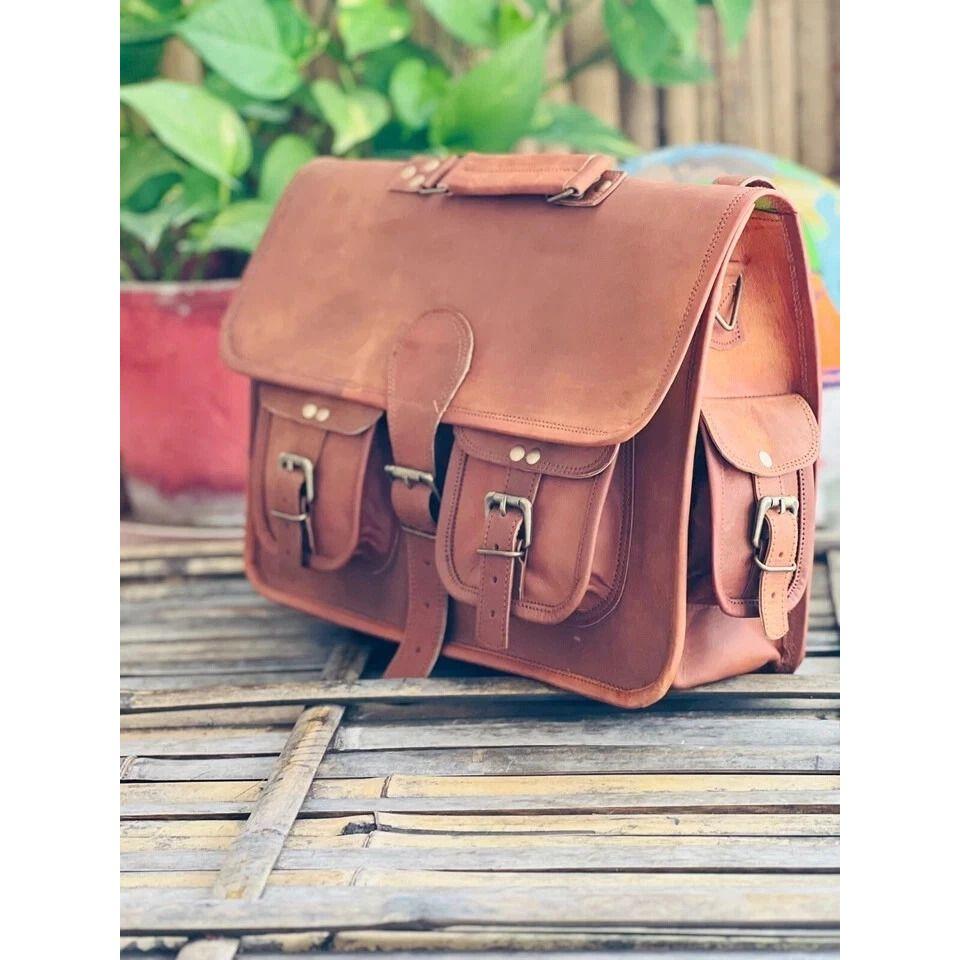 Роскошная кожаная винтажная сумка-мессенджер для ноутбука ручной работы