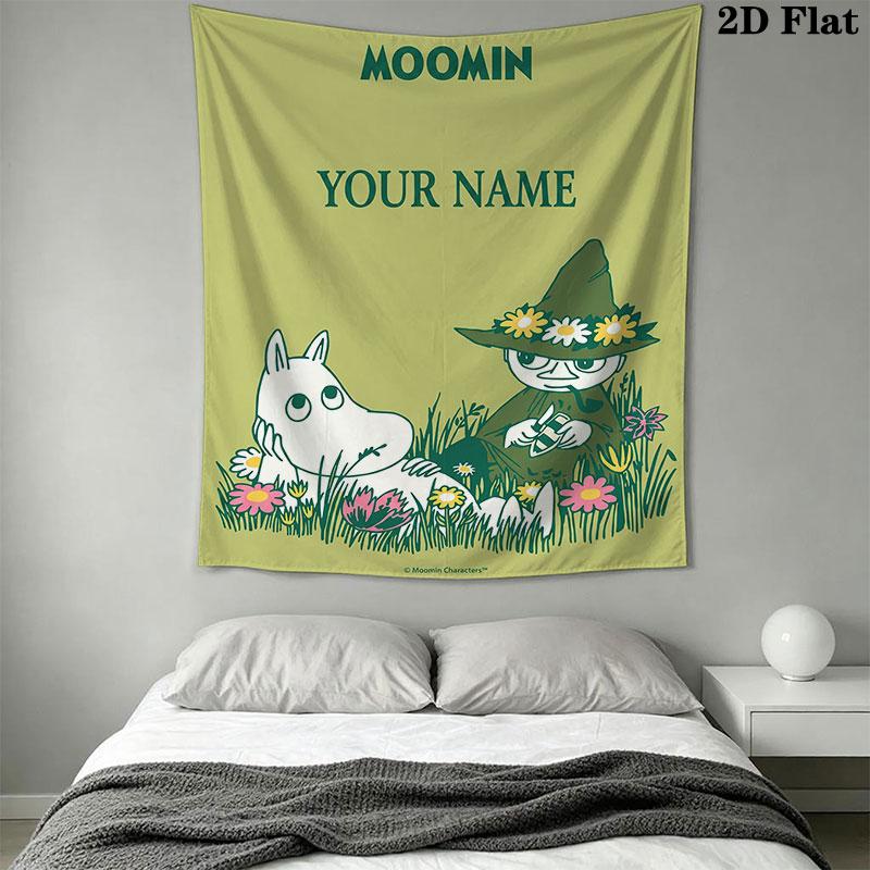 Custom Moomin Wall Hanging Printed Fabric Blanket Decorative Tapestries for Bedroom Living Room Home Decor