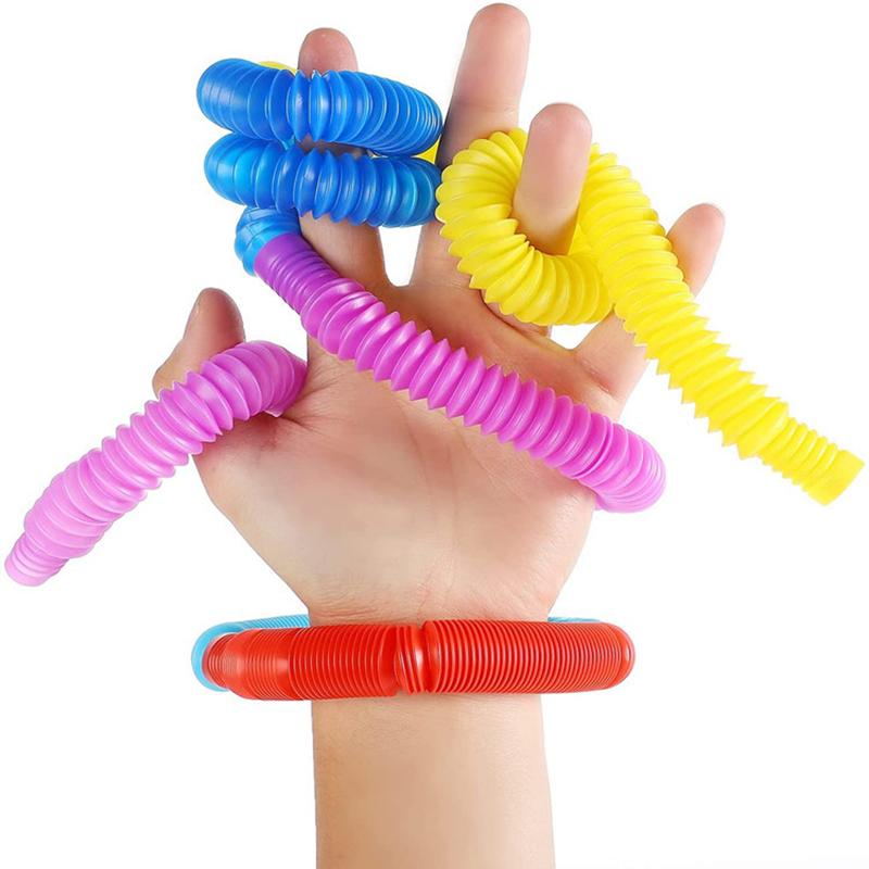 For Adult Chilren Anti Stress Pop Tubes Fidget Stress Relieve Toys Sensory Toy Squeeze Toy Plastic Bellows Kid Autism