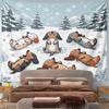 Dachshunds Playing in Snow Scene Pattern Wall Hanging Tapestry Decorative Tapestry Home Decor for Bedroom and Living Room