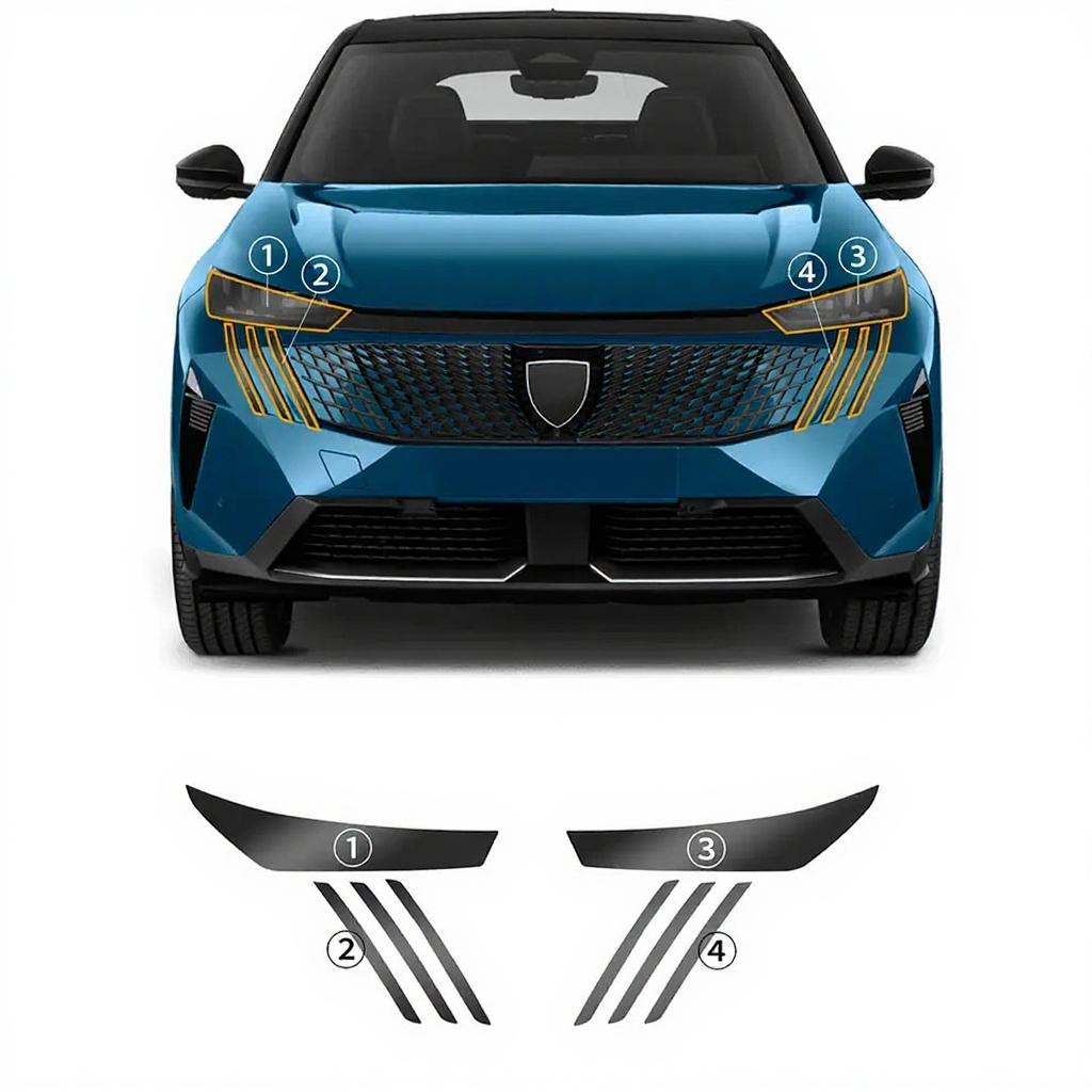 Headlight Film TPU for PEUGEOT 3008 2024 2025 Car Headlamp Rearview B C Pillars Protection Film Anti Scratch Transparent Sticker