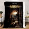 He Is Risen Christian Religious Blanket  Printed Blanket for Living Room Bed Couch lunch break Soft Cozy Blanket for Friend's festival Gift