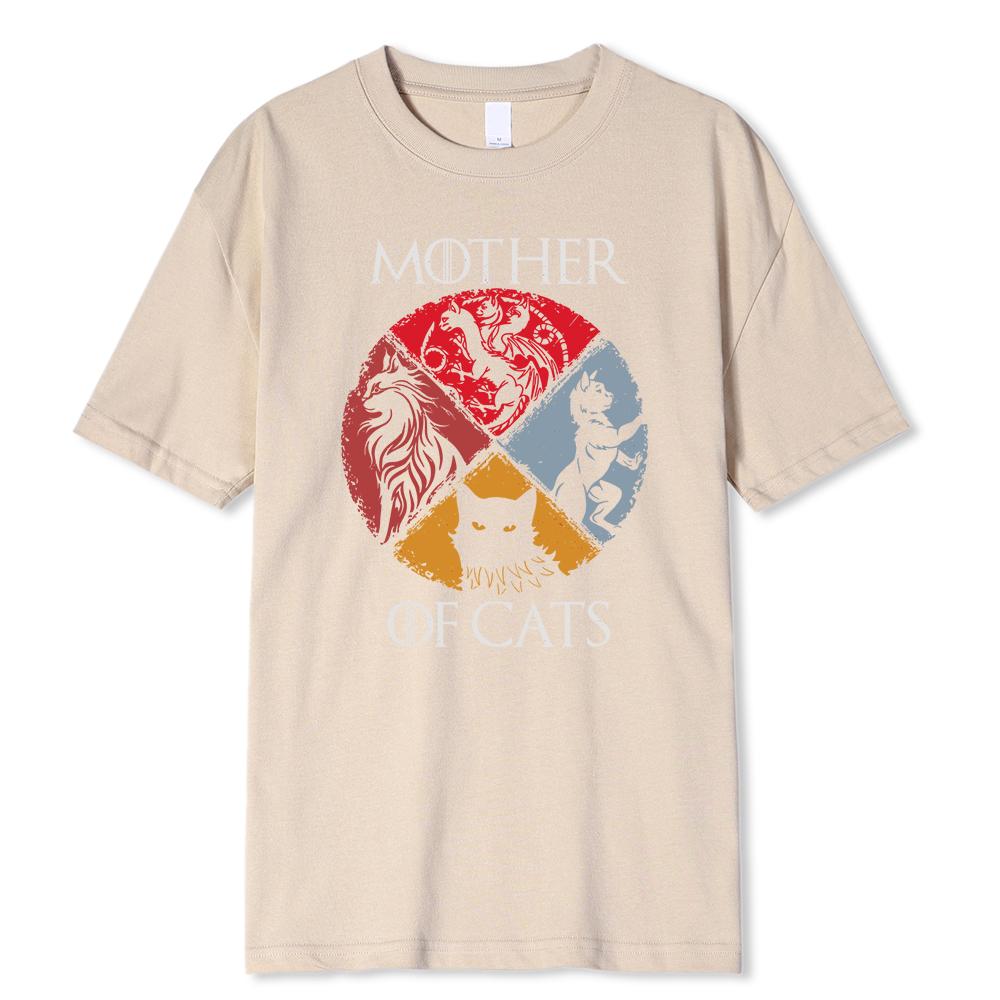 Cat Family Mother Of Cats Printing Male T Shirts Quality Tshirt Summer Casual Cotton Tops Breathable Tee Clothes Man