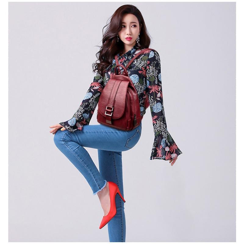 Women's Backpack Casual Soft PU Large Capacity Backpack Backpack Women's Chest Bag