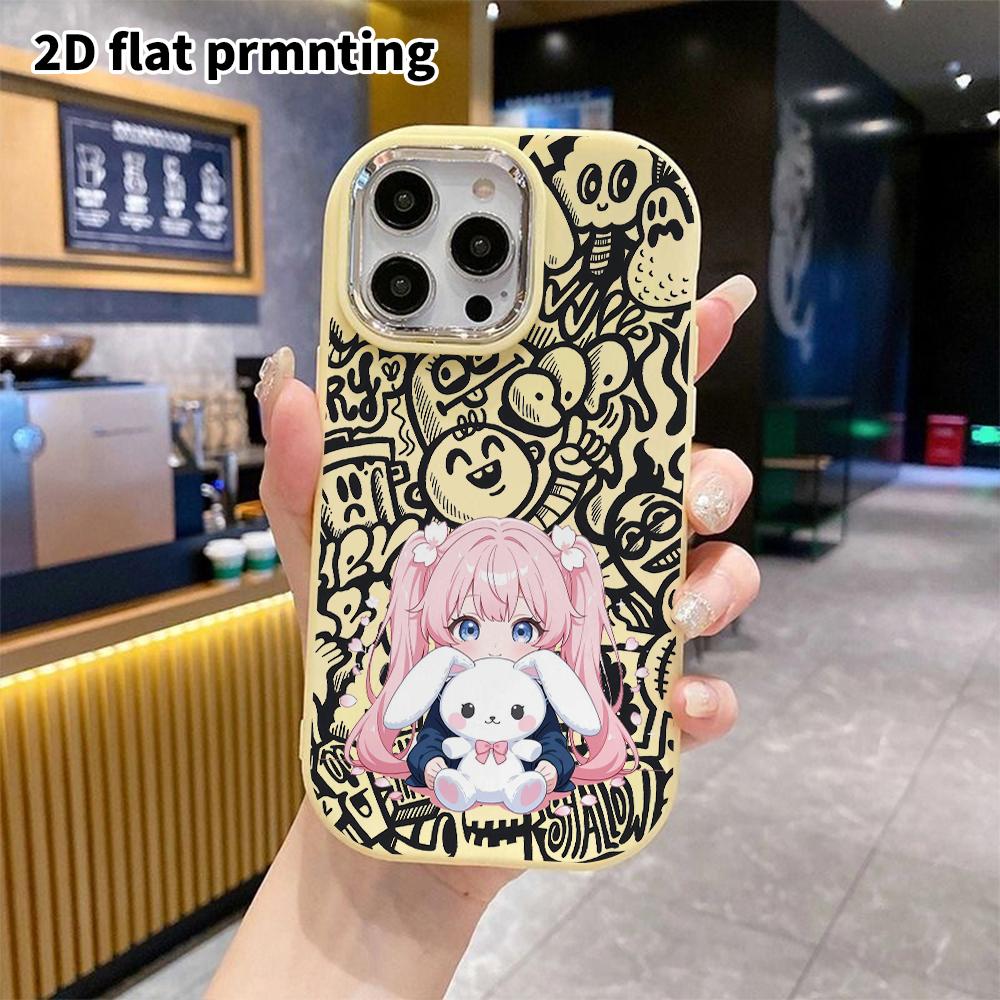 Phone case: 2D flat design suitable for iPhone 18 17 16 15 14 13 Pro protective case, couple style, cute design, Christmas and Halloween gift
