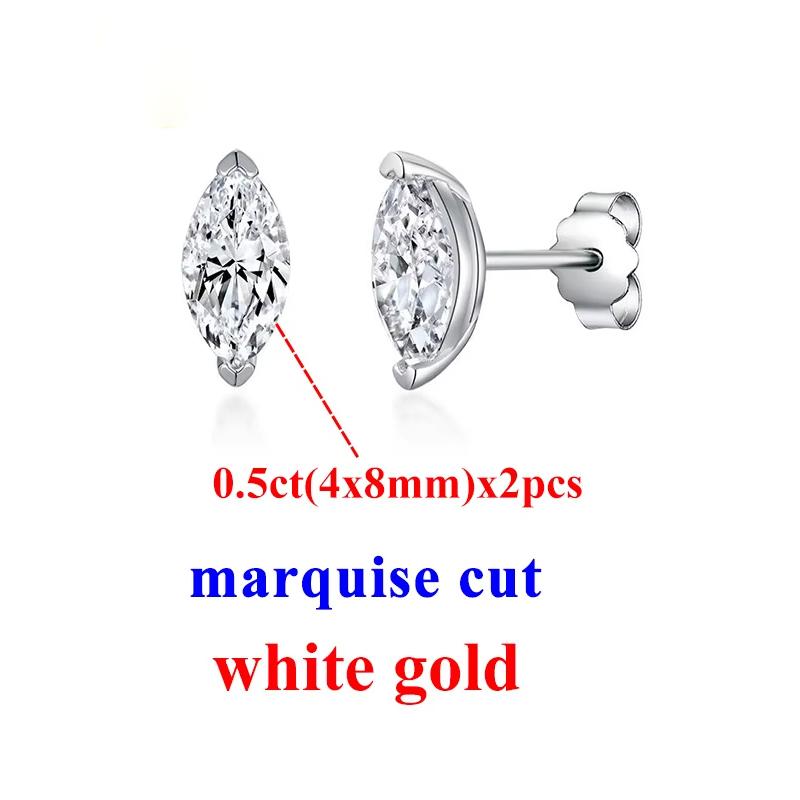 0.5CT Marquise Moissanite женские серьги-гвоздики изящные серьги высшего качества с покрытием из серебра 925 пробы и белого золота 18 карат новые для женщин и мужчин